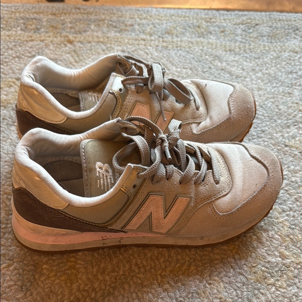 New Balance Cream and Brown Sneakers
